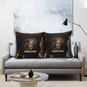 Chinua Achebe Pillow Cover with Sepia Portrait, Lion Historians Quote and Vintage African Map - African Pride