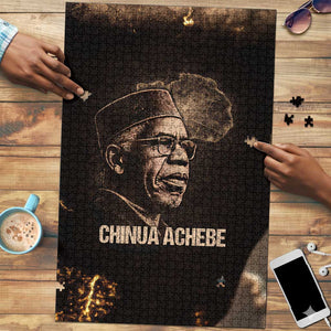 Chinua Achebe Puzzle with Sepia Portrait, Lion Historians Quote and Vintage African Map - African Pride