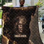 Chinua Achebe Quilt with Sepia Portrait, Lion Historians Quote and Vintage African Map - African Pride