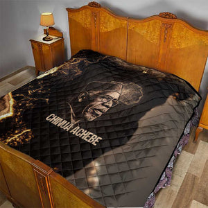 Chinua Achebe Quilt with Sepia Portrait, Lion Historians Quote and Vintage African Map - African Pride