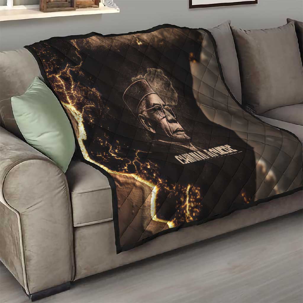 Chinua Achebe Quilt with Sepia Portrait, Lion Historians Quote and Vintage African Map - African Pride