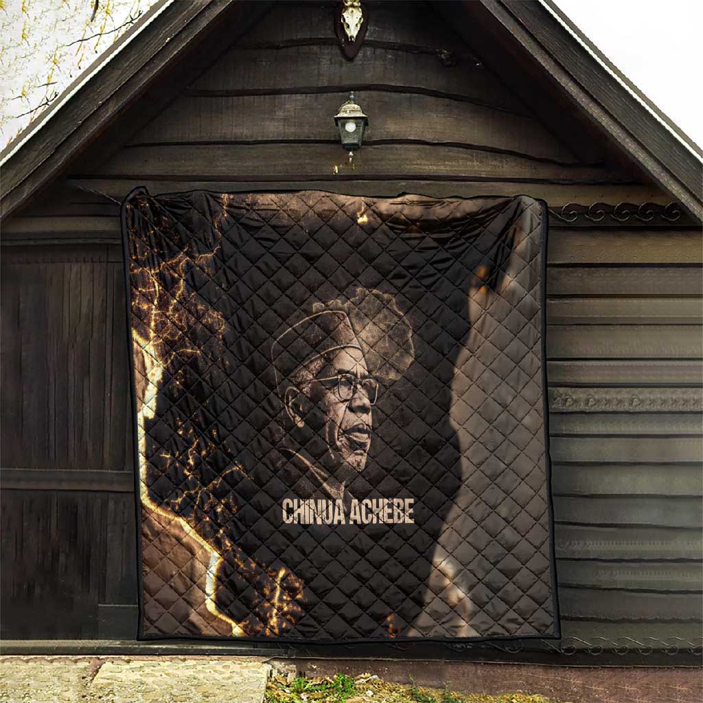 Chinua Achebe Quilt with Sepia Portrait, Lion Historians Quote and Vintage African Map - African Pride
