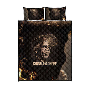 Chinua Achebe Quilt Bed Set with Sepia Portrait, Lion Historians Quote and Vintage African Map - African Pride