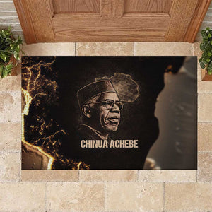 Chinua Achebe Rubber Doormat with Sepia Portrait, Lion Historians Quote and Vintage African Map - African Pride