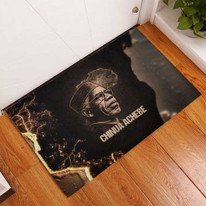 Chinua Achebe Rubber Doormat with Sepia Portrait, Lion Historians Quote and Vintage African Map - African Pride