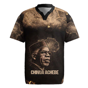 Chinua Achebe Rugby Jersey with Sepia Portrait, Lion Historians Quote and Vintage African Map - African Pride
