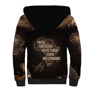 Chinua Achebe Sherpa Hoodie with Sepia Portrait, Lion Historians Quote and Vintage African Map - African Pride