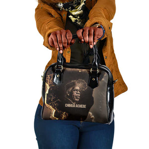 Chinua Achebe Shoulder Handbag with Sepia Portrait, Lion Historians Quote and Vintage African Map - African Pride