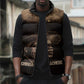 Chinua Achebe Sleeveless Puffer Jacket with Sepia Portrait, Lion Historians Quote and Vintage African Map - African Pride