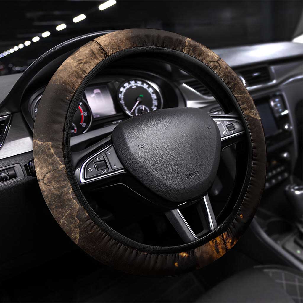 Chinua Achebe Steering Wheel Cover with Sepia Portrait, Lion Historians Quote and Vintage African Map - African Pride
