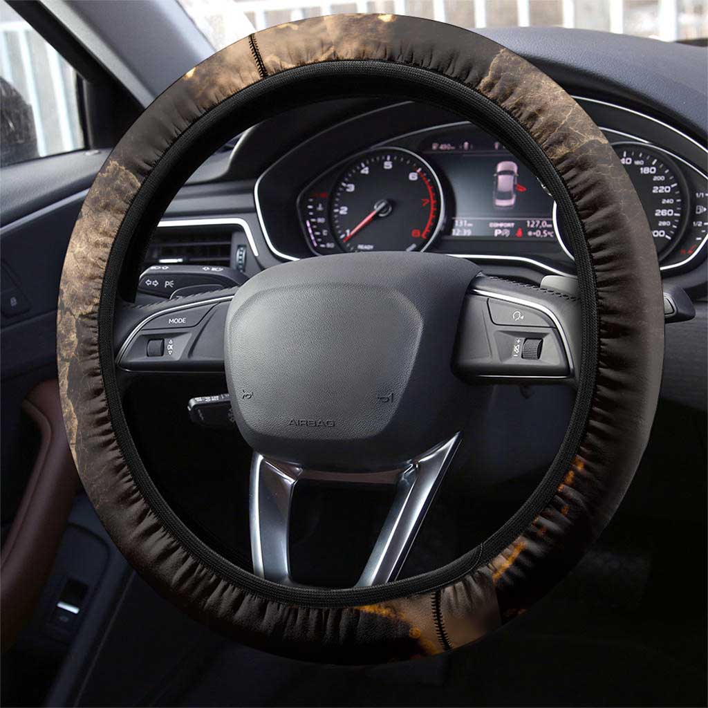 Chinua Achebe Steering Wheel Cover with Sepia Portrait, Lion Historians Quote and Vintage African Map - African Pride