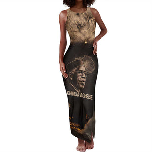 Chinua Achebe Tank Maxi Dress with Sepia Portrait, Lion Historians Quote and Vintage African Map - African Pride