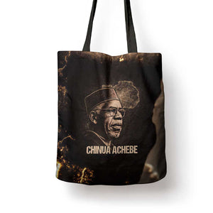 Chinua Achebe Tote Bag with Sepia Portrait, Lion Historians Quote and Vintage African Map - African Pride