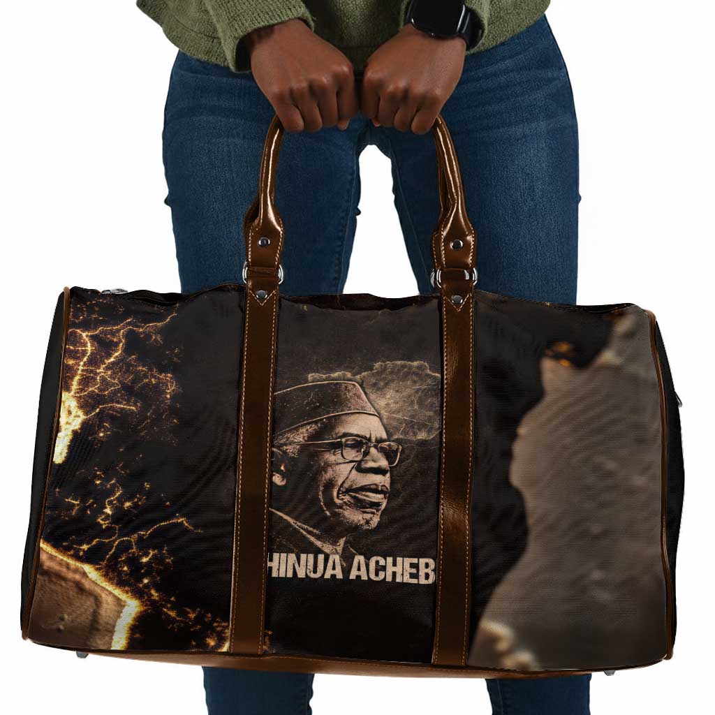 Chinua Achebe Travel Bag with Sepia Portrait, Lion Historians Quote and Vintage African Map - African Pride