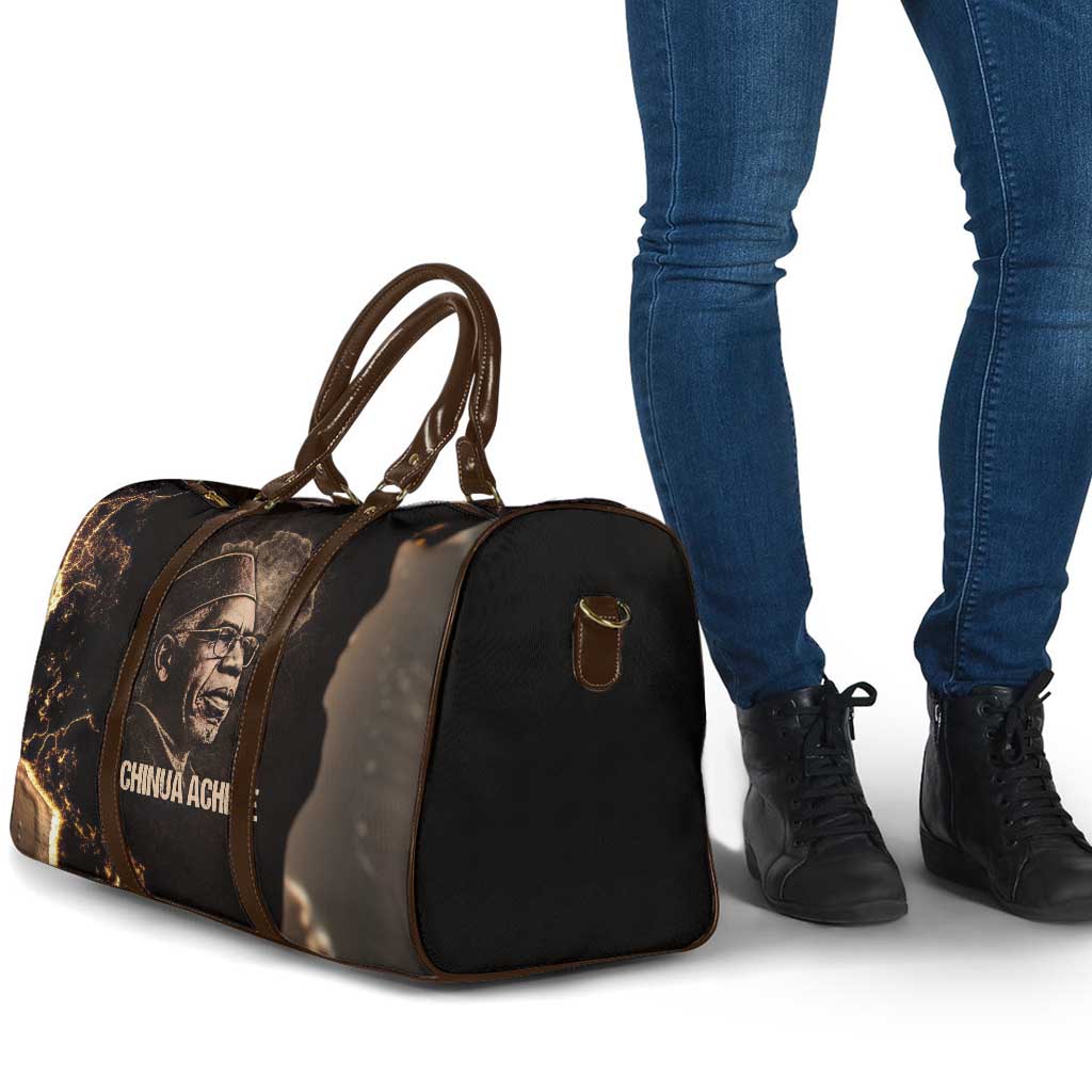 Chinua Achebe Travel Bag with Sepia Portrait, Lion Historians Quote and Vintage African Map - African Pride