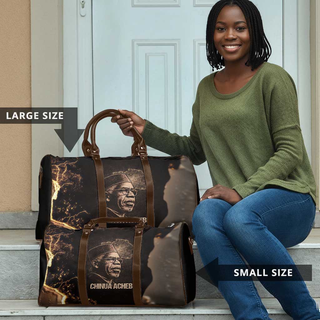 Chinua Achebe Travel Bag with Sepia Portrait, Lion Historians Quote and Vintage African Map - African Pride