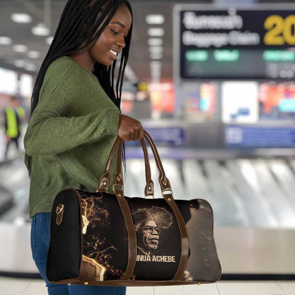 Chinua Achebe Travel Bag with Sepia Portrait, Lion Historians Quote and Vintage African Map - African Pride