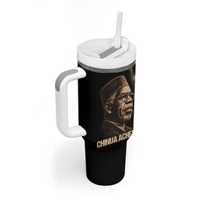 Chinua Achebe Tumbler With Handle with Sepia Portrait, Lion Historians Quote and Vintage African Map - African Pride