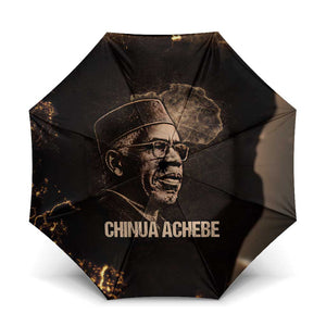 Chinua Achebe Umbrella with Sepia Portrait, Lion Historians Quote and Vintage African Map - African Pride
