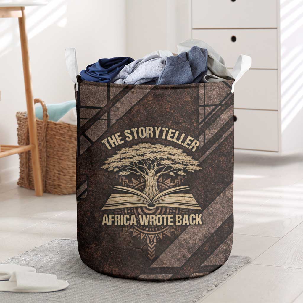 Chinua Achebe Laundry Basket with Tribal Symbol Design, The Storyteller Quote and Africa Wrote Back - African Pride