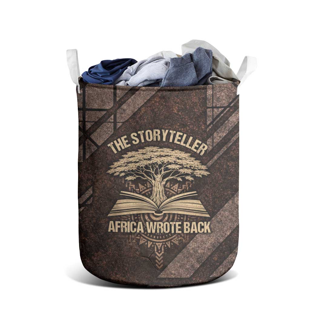 Chinua Achebe Laundry Basket with Tribal Symbol Design, The Storyteller Quote and Africa Wrote Back - African Pride