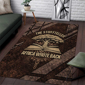 Chinua Achebe Area Rug with Tribal Symbol Design, The Storyteller Quote and Africa Wrote Back - African Pride
