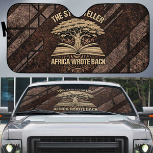 Chinua Achebe Auto Sun Shade with Tribal Symbol Design, The Storyteller Quote and Africa Wrote Back - African Pride