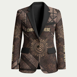 Chinua Achebe Blazer with Tribal Symbol Design, The Storyteller Quote and Africa Wrote Back - African Pride