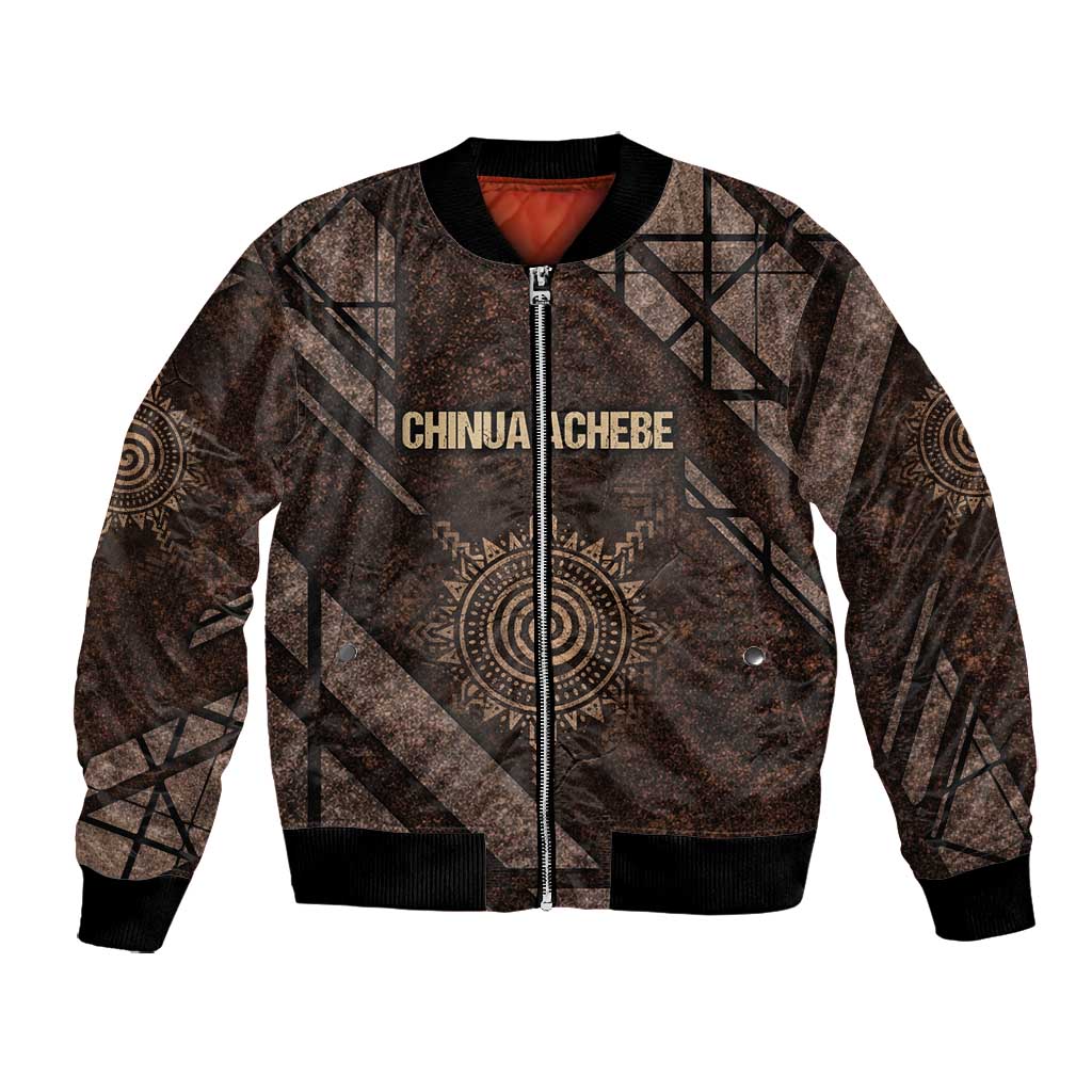 Chinua Achebe Bomber Jacket with Tribal Symbol Design, The Storyteller Quote and Africa Wrote Back - African Pride