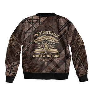 Chinua Achebe Bomber Jacket with Tribal Symbol Design, The Storyteller Quote and Africa Wrote Back - African Pride