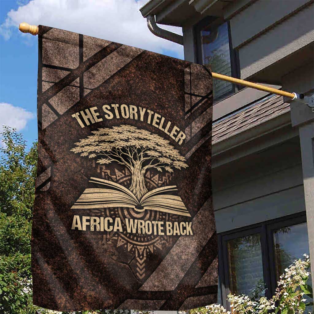 Chinua Achebe Garden Flag with Tribal Symbol Design, The Storyteller Quote and Africa Wrote Back - African Pride