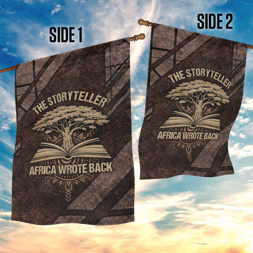 Chinua Achebe Garden Flag with Tribal Symbol Design, The Storyteller Quote and Africa Wrote Back - African Pride