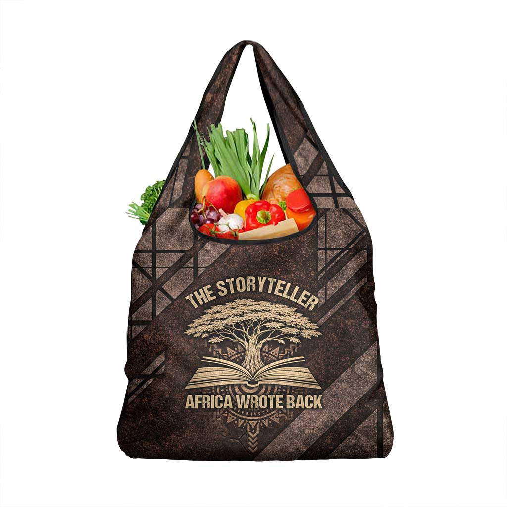 Chinua Achebe Grocery Bag with Tribal Symbol Design, The Storyteller Quote and Africa Wrote Back - African Pride