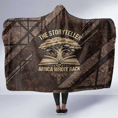 Chinua Achebe Hooded Blanket with Tribal Symbol Design, The Storyteller Quote and Africa Wrote Back - African Pride