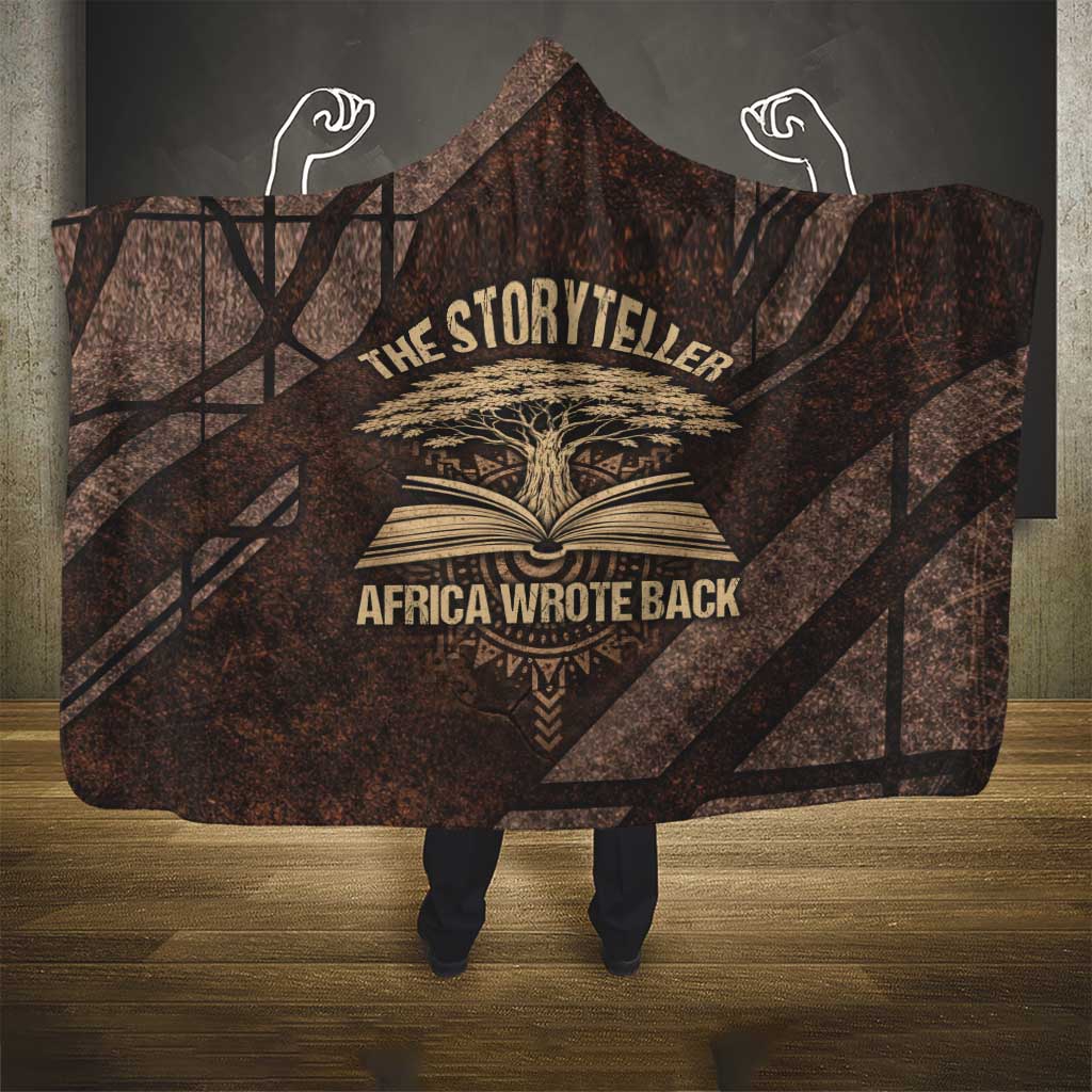 Chinua Achebe Hooded Blanket with Tribal Symbol Design, The Storyteller Quote and Africa Wrote Back - African Pride