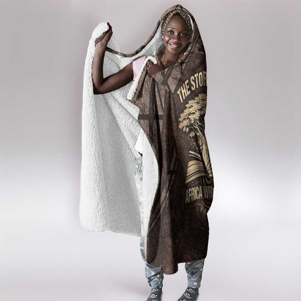 Chinua Achebe Hooded Blanket with Tribal Symbol Design, The Storyteller Quote and Africa Wrote Back - African Pride