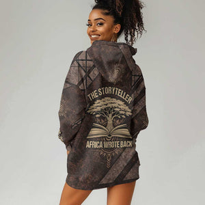 Chinua Achebe Hoodie Dress with Tribal Symbol Design, The Storyteller Quote and Africa Wrote Back - African Pride