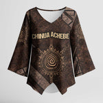 Chinua Achebe Kimono Sleeve Blouse with Tribal Symbol Design, The Storyteller Quote and Africa Wrote Back - African Pride