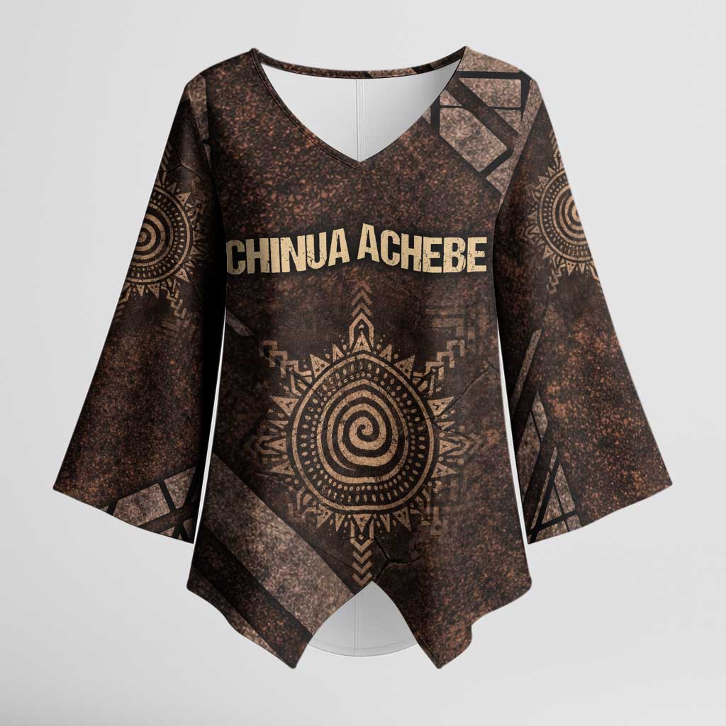 Chinua Achebe Kimono Sleeve Blouse with Tribal Symbol Design, The Storyteller Quote and Africa Wrote Back - African Pride