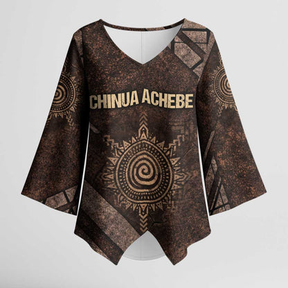 Chinua Achebe Kimono Sleeve Blouse with Tribal Symbol Design, The Storyteller Quote and Africa Wrote Back - African Pride