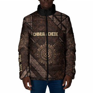 Chinua Achebe Padded Jacket with Tribal Symbol Design, The Storyteller Quote and Africa Wrote Back - African Pride