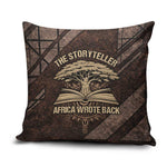 Chinua Achebe Pillow Cover with Tribal Symbol Design, The Storyteller Quote and Africa Wrote Back - African Pride