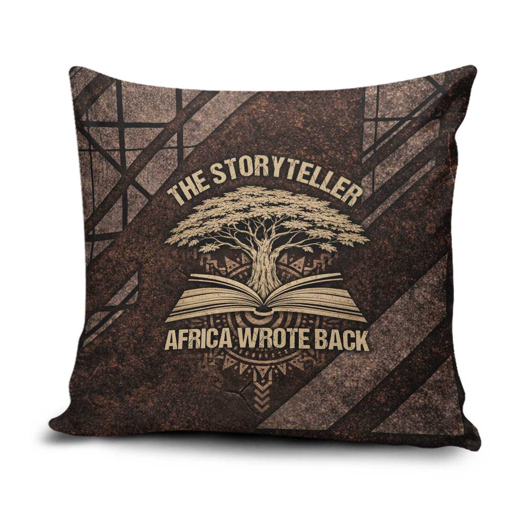 Chinua Achebe Pillow Cover with Tribal Symbol Design, The Storyteller Quote and Africa Wrote Back - African Pride