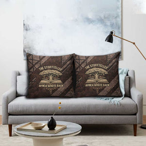 Chinua Achebe Pillow Cover with Tribal Symbol Design, The Storyteller Quote and Africa Wrote Back - African Pride