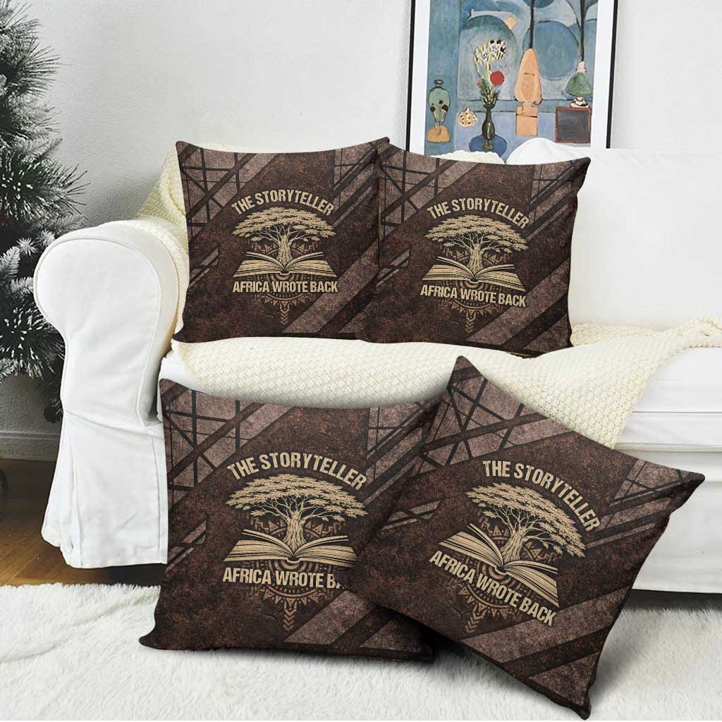 Chinua Achebe Pillow Cover with Tribal Symbol Design, The Storyteller Quote and Africa Wrote Back - African Pride
