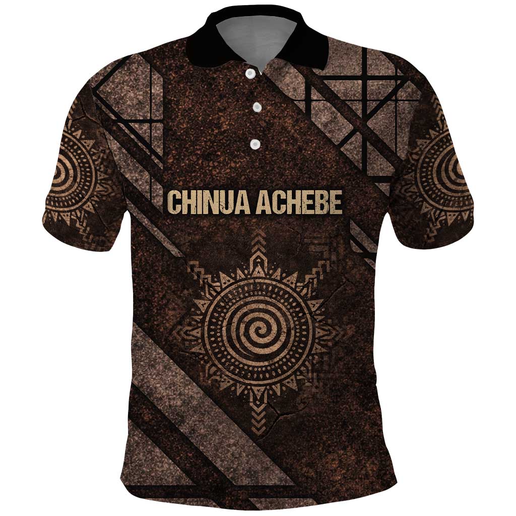 Chinua Achebe Polo Shirt with Tribal Symbol Design, The Storyteller Quote and Africa Wrote Back - African Pride