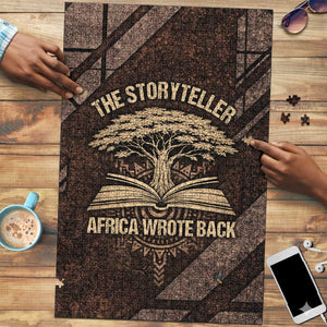 Chinua Achebe Puzzle with Tribal Symbol Design, The Storyteller Quote and Africa Wrote Back - African Pride