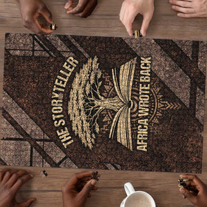 Chinua Achebe Puzzle with Tribal Symbol Design, The Storyteller Quote and Africa Wrote Back - African Pride