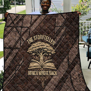 Chinua Achebe Quilt with Tribal Symbol Design, The Storyteller Quote and Africa Wrote Back - African Pride
