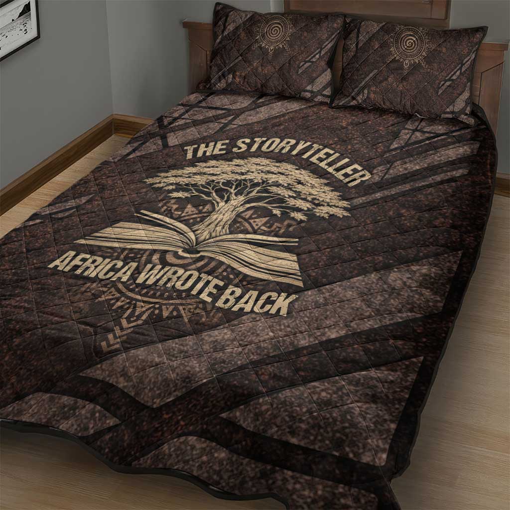 Chinua Achebe Quilt Bed Set with Tribal Symbol Design, The Storyteller Quote and Africa Wrote Back - African Pride